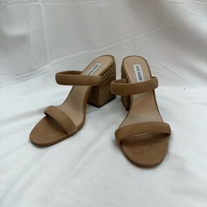 Steve Madden Tan Wicker Block Heel Sandals 10 NEW